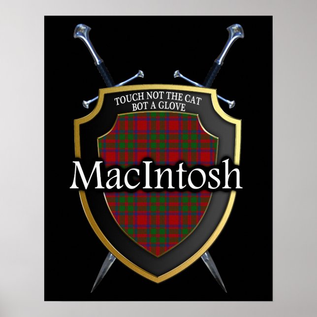 Pôster Clan MacIntosh Tartan Scottish Shield & Swords (Frente)