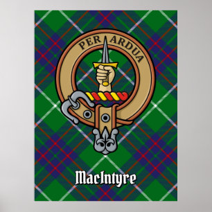 Poster Clan MacIntyre Crest sobre Tartan