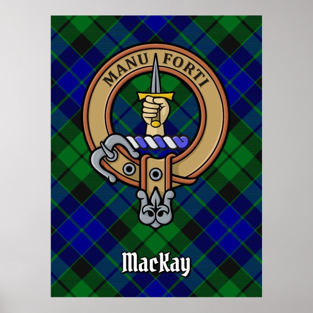 Poster Clan MacKay Crest sobre Tartan (Frente)