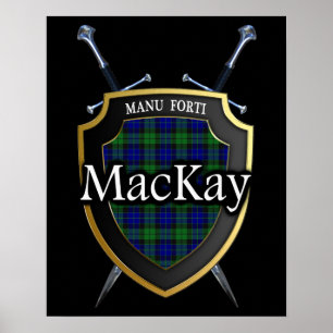 Pôster Clan MacKay Tartan Scottish Shield & Swords