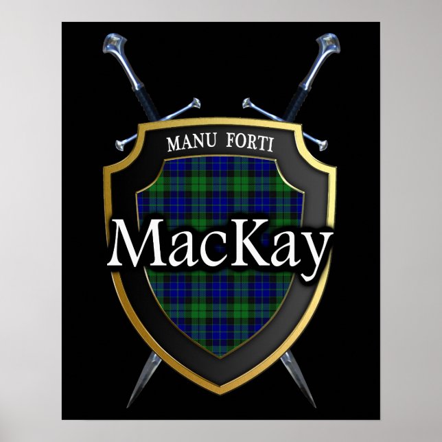 Pôster Clan MacKay Tartan Scottish Shield & Swords (Frente)