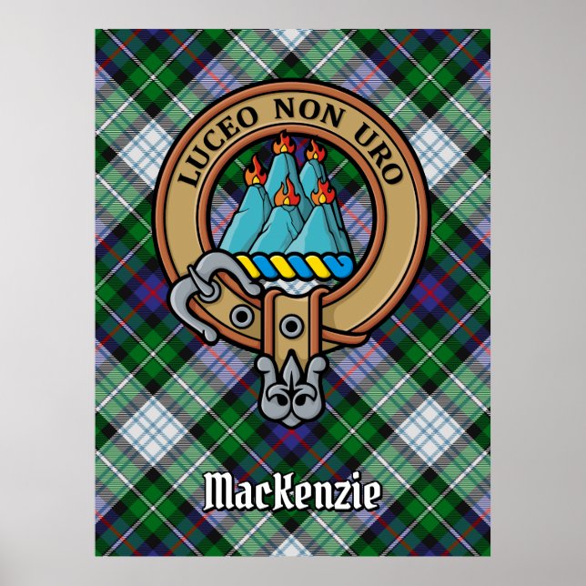 Poster Clan MacKenzie Crest over Dress Tartan (Frente)