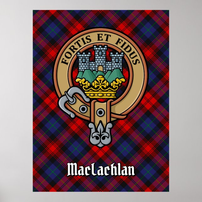 Poster Clan MacLachlan Crest sobre Tartan (Frente)