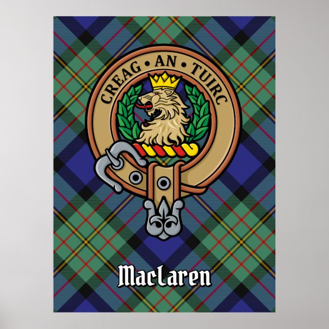 Poster Clan MacLaren Crest sobre Tartan (Frente)