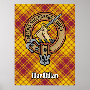 Poster Clan MacMillan Crest over Dress Tartan