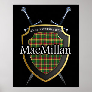 Pôster Clan MacMillan Tartan Scottish Shield & Swords
