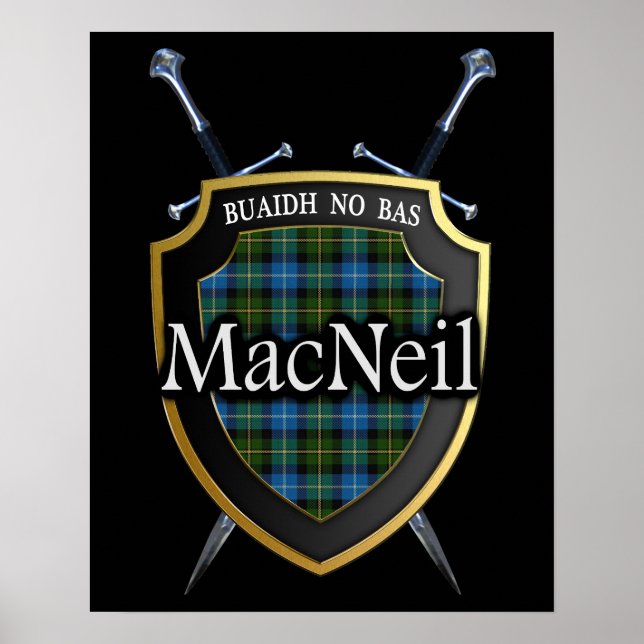 Poster Clan MacNeil Tartan Scottish Shield & Swords (Frente)