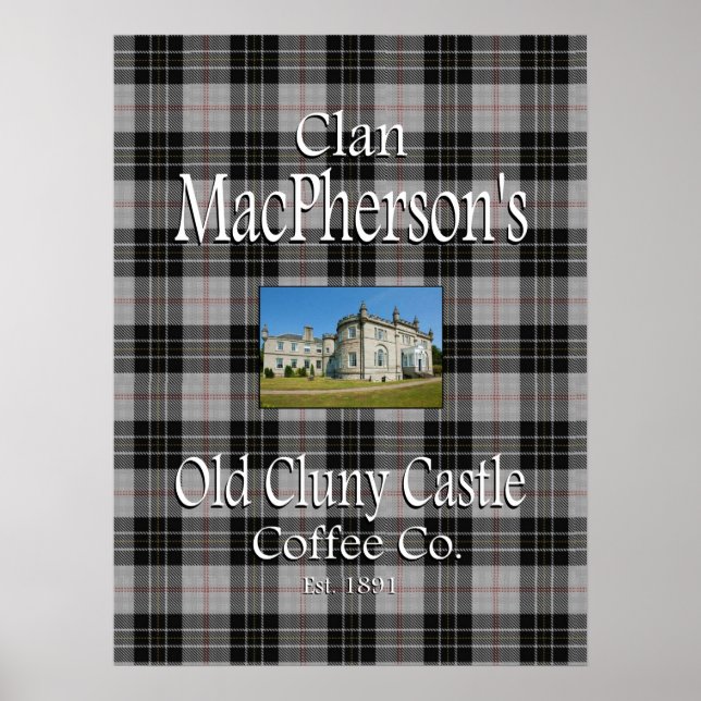 Poster Clan MacPherson, antigo Cluny Castle Coffee Co. (Frente)