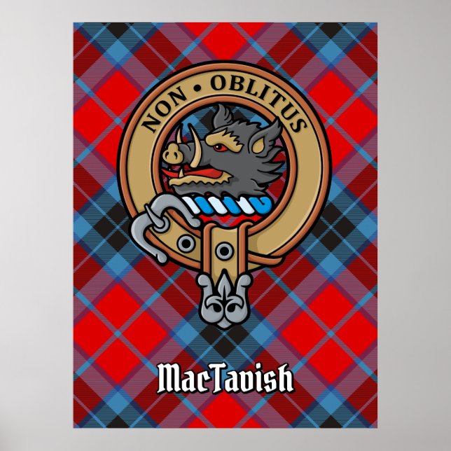 Poster Clan MacTavish Crest sobre Tartan (Frente)