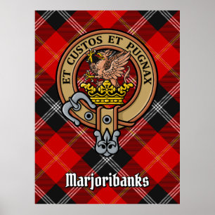 Poster Clan Marjoribanks Crest sobre Tartan