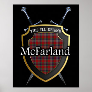 Poster Clan McFarland Tartan Scottish Shield & Swords