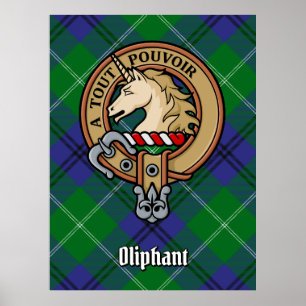 Poster Clan Oliphant Crest sobre Tartan