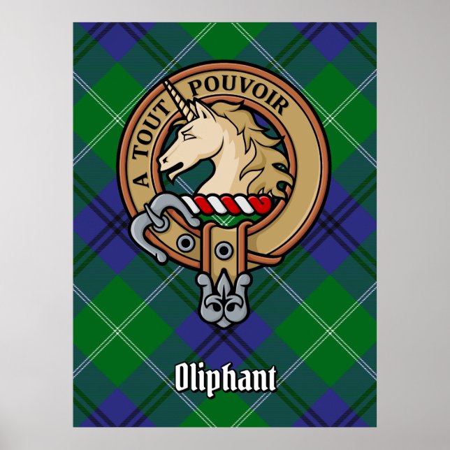 Poster Clan Oliphant Crest sobre Tartan (Frente)