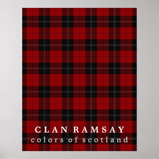 Poster Clan Ramsay Colors of Scotland Red Black Tartan (Frente)