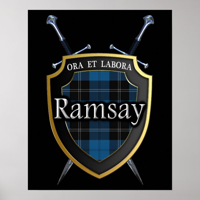 Poster Clan Ramsay Tartan Scottish Shield & Swords (Frente)