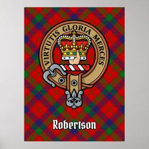 Poster Clan Robertson Crest sobre Tartan