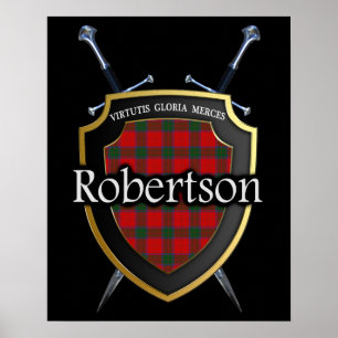 Pôster Clan Robertson Tartan Scottish Shield & Swords