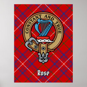 Poster Clan Rosa Crest sobre Tartan