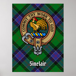 Poster Clan Sinclair Crest sobre a Caça ao Tartan
