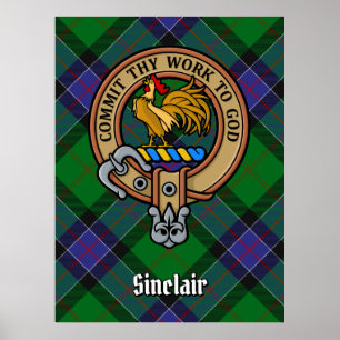 Poster Clan Sinclair Crest sobre a Caça ao Tartan