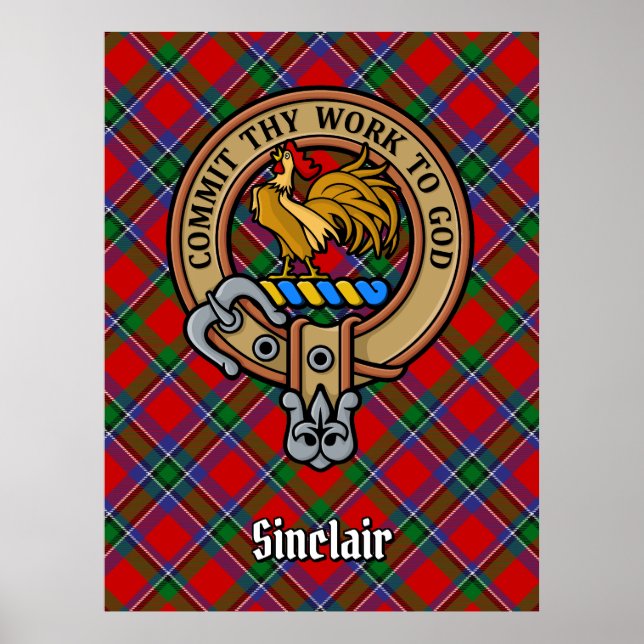 Poster Clan Sinclair Crest sobre Tartan (Frente)