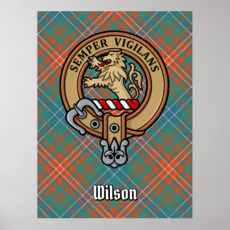 Poster Clan Wilson Crest sobre o Antigo Tartan