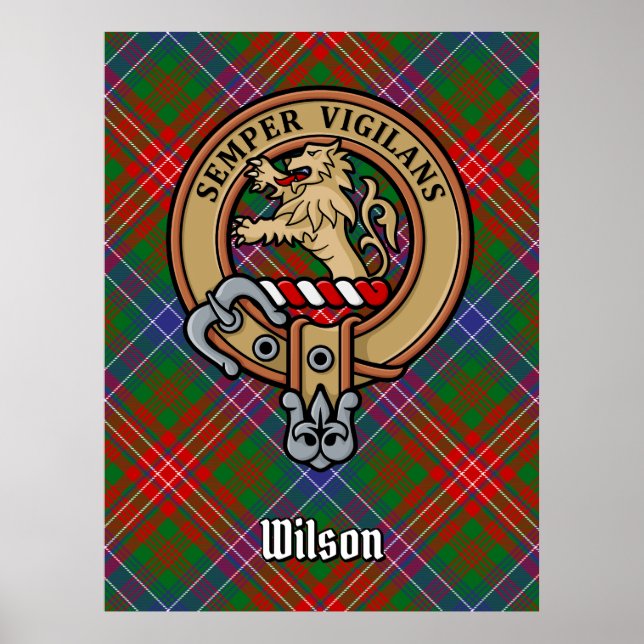 Poster Clan Wilson Crest sobre Tartan Moderno (Frente)