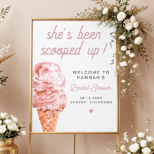 Poster CLARA Retro Ice Cream Blush Bridal Shower Welcome