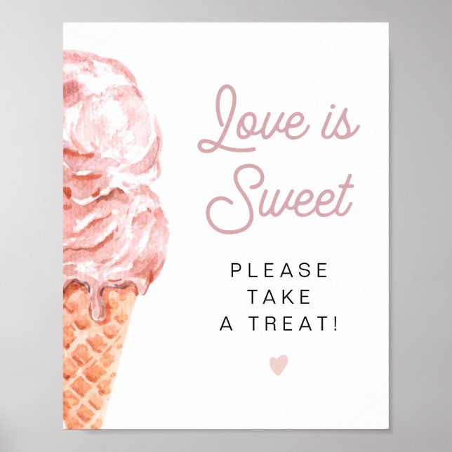 Poster CLARA Retro Sorvete Love is Sweet Take a Tratation (Frente)