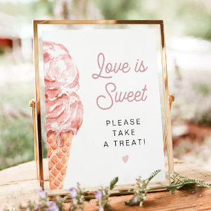 Poster CLARA Retro Sorvete O Amor é Doce Pegue um Petisco