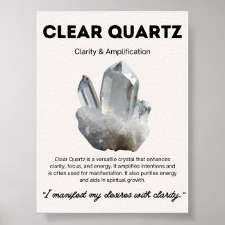 Poster Claramente Significado de Cristal de Pedra Quartz