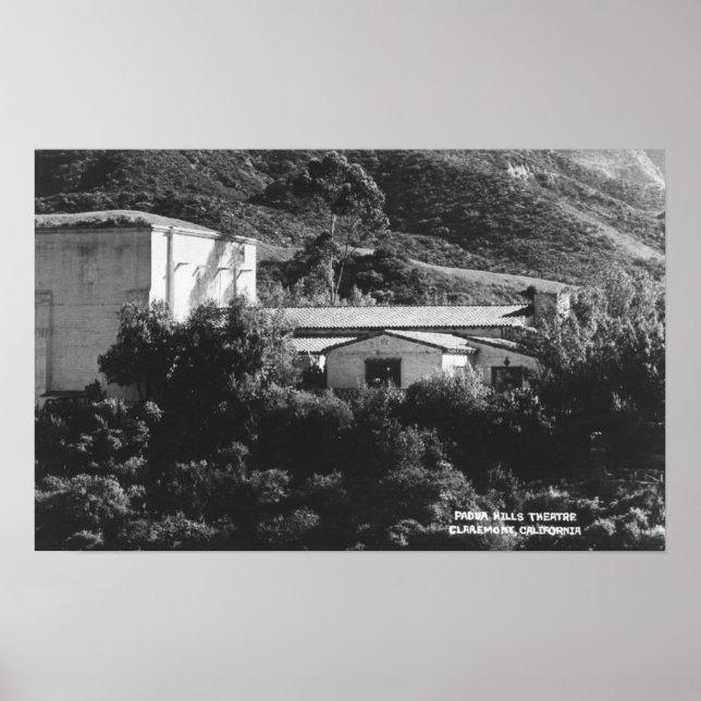 Poster Claremont, California View of Padua Colinas Theatr (Frente)