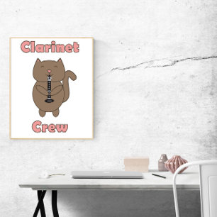 Poster Clarinet Crew Brown Cat Engraçado