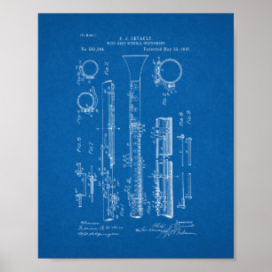 Poster Clarinet Patent - Blueprint