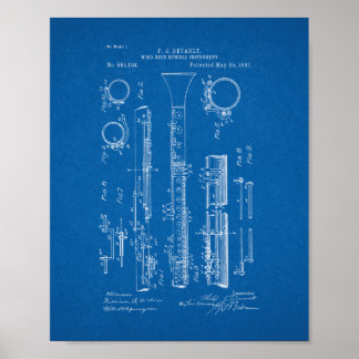 Poster Clarinet Patent - Blueprint