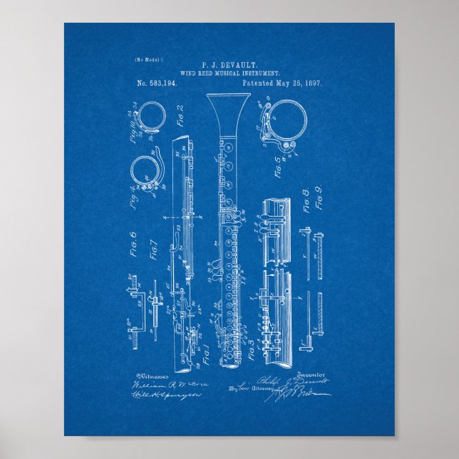 Poster Clarinet Patent - Blueprint (Frente)