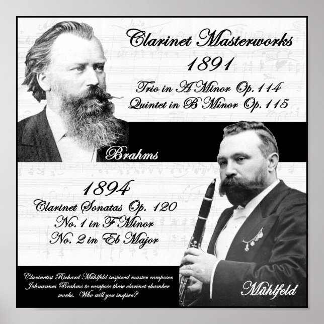 Poster Clarinetista Richard Mühlfeld inspirou os Brahms (Frente)