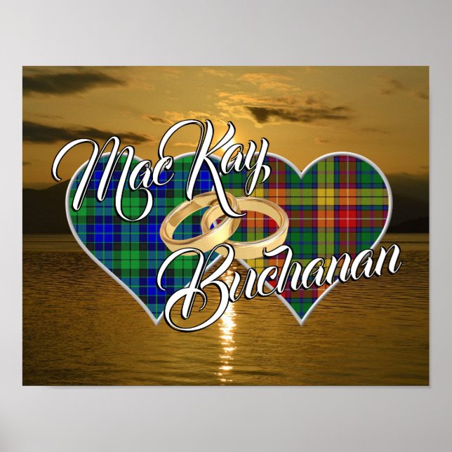 Poster Clãs Escoceses Casando Ring Tartan Hearts (Frente)