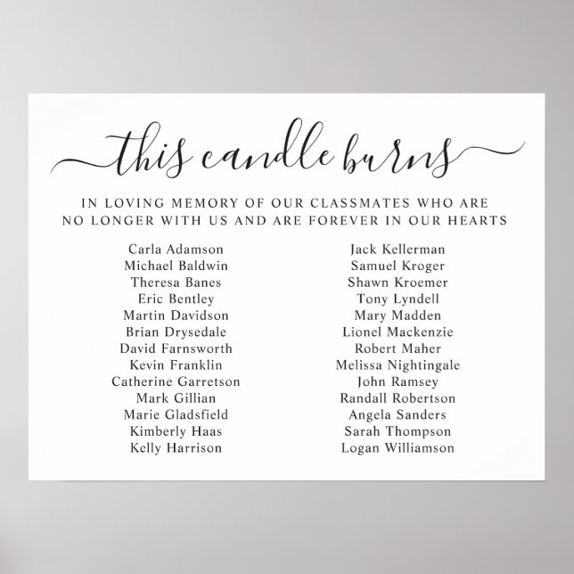 Poster Class Reunion In Memory This Candle Burns (Frente)