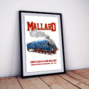 Poster Classe A4 Mallard - Locomotiva a Vapor Mais Rápida