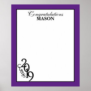 Poster Classe de 2019 Graduação Púrpura Autografo Keepsas