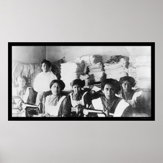 Poster Classe de costura na Escola Indiana de Bismarck, 1