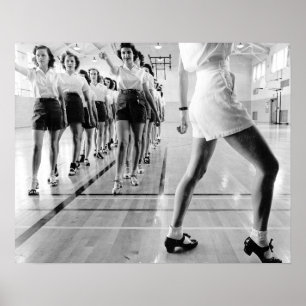 Pôster Classe de dança da torneira, 1942. Foto do vintag