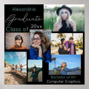Poster Classe de Formando da Colagem de Fotos Personaliza