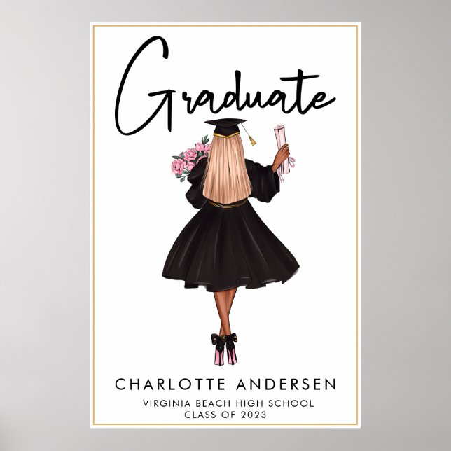 Poster Classe de Formando de Script Casual Moderno do Pos (Frente)