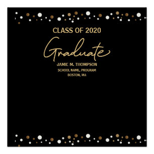 Pôster Classe de Graduação de 2020 Elegante Dourado/Pre