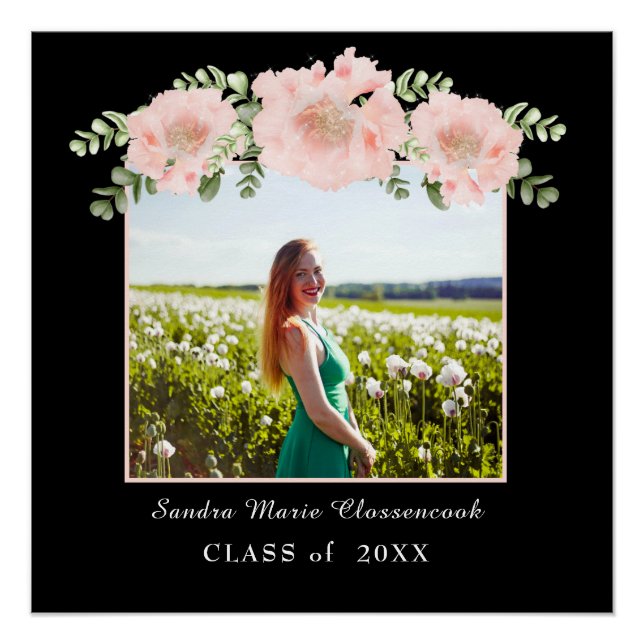 Pôster Classe de graduação floral de Flor Rosa Moderna 20 (Frente)