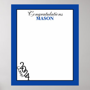 Pôster Classe de manutenção do autografo azul de graduaçã