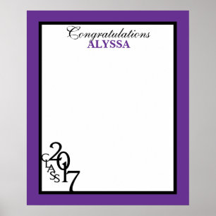 Pôster Classe do roxo 2017 autógrafo da lembrança da