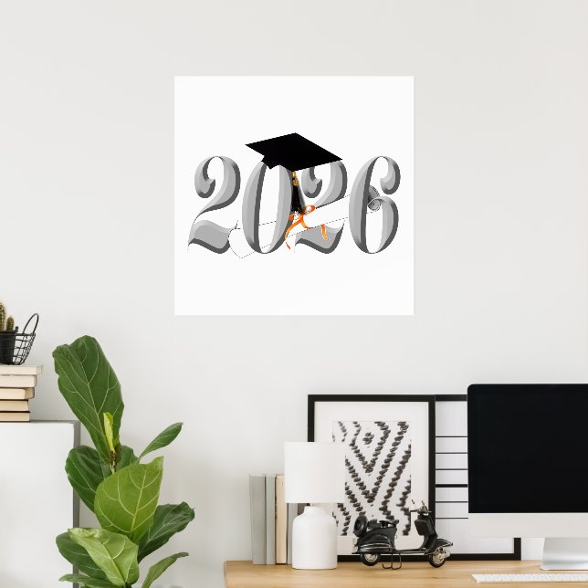 Poster Classe prateada de graduação de 2026 (Escritório em casa)